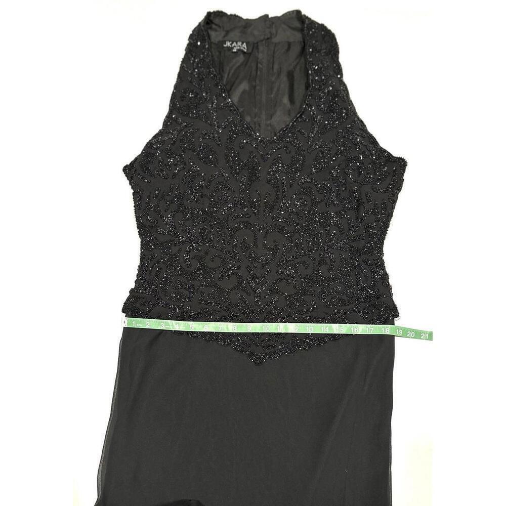JKARA Black Beaded and Chiffon Evening Gown Size 14 - Picture 6 of 9